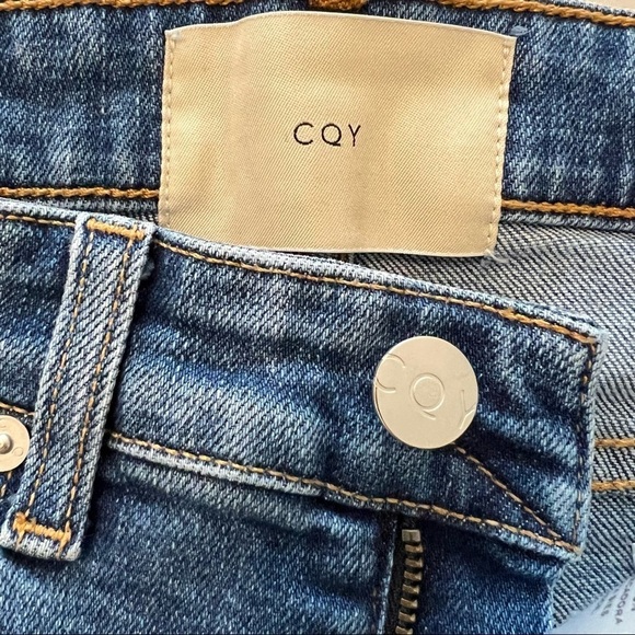 CQY Jeans Japanese Denim Mid Rise Straight Leg Medium Wash Cropped Jeans 24 - Picture 15 of 16